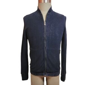 Michael Kors Mens Navy Zip Front Cardigan Bomber Jacket Small